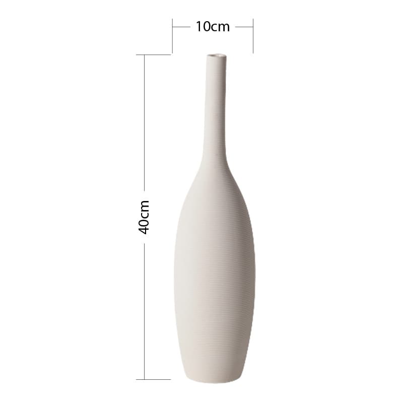 Minimalist Chinese-style ceramic vase-shaped ornament for living room flower arrangement and dried flower decoration, unglazed brushed white ceramic jar