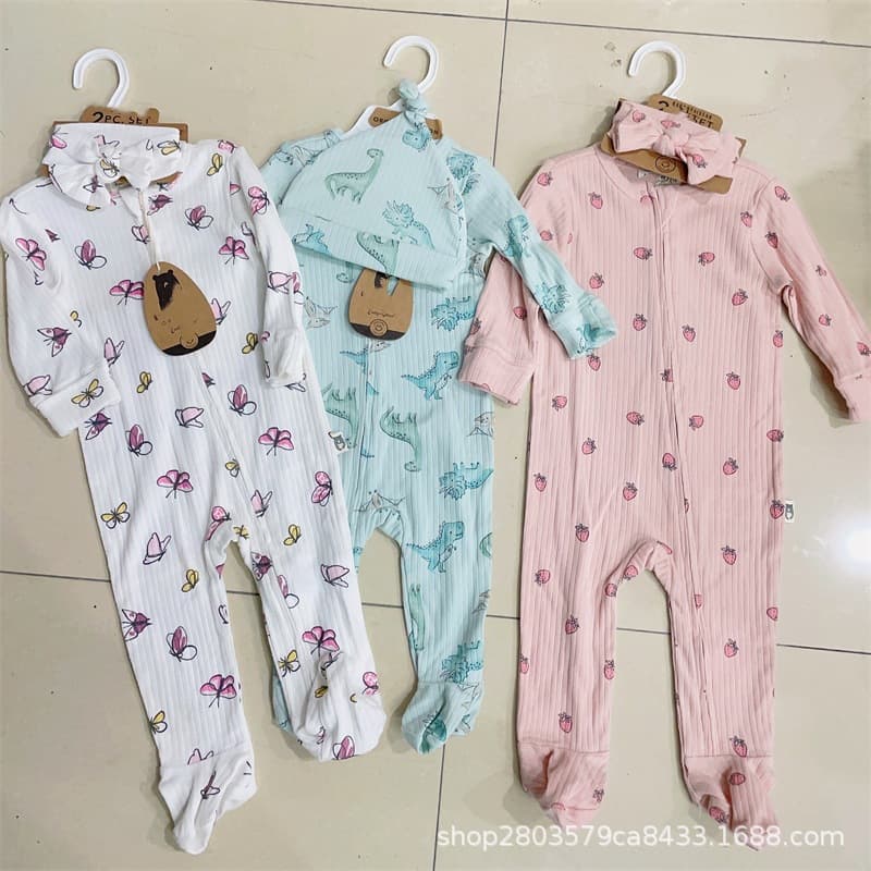 Export Baby Romper Zip Up Sleepwear Footed Crawling Suit Wholesale Mixed Lot