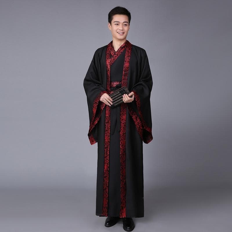 Ancient costume, men's Hanfu, scholar's straight-hemmed cloak, Tang Dynasty attire, Qin Dynasty, Spring and Autumn Period, Warring States Period, Three Kingdoms Period official robes, Han Dynasty minister's robes, ancient times.