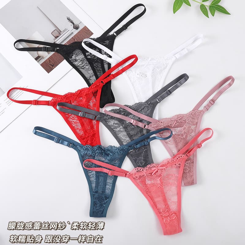 Sexy hollowed-out lace thong panties, new hot trend, charming and alluring, low-waisted, multi-color cross-border trade T-shirts