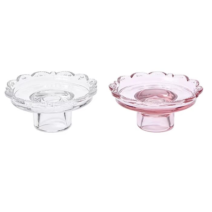 Food-Grade Glass Scalloped Stemmed Cake Plate Dessert Tray Breakfast Plate Fruit Snack Dish