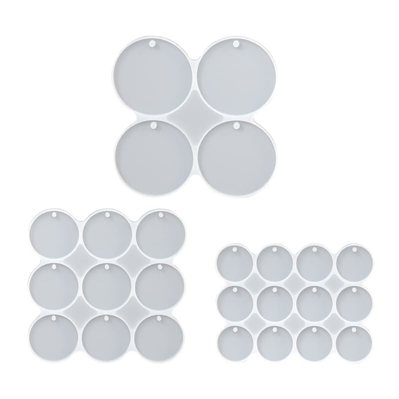 DIY 4-link, 9-link, and 12-link round pendant tags with holes, epoxy resin mold, keychain pendant silicone mold