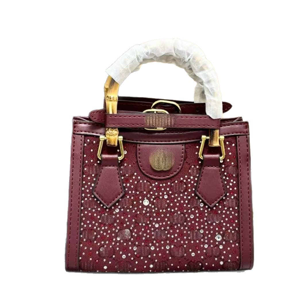 G brand's new bamboo-handled tote bag, large capacity, simple design, sophisticated retro style, single shoulder/crossbody tote bag.
