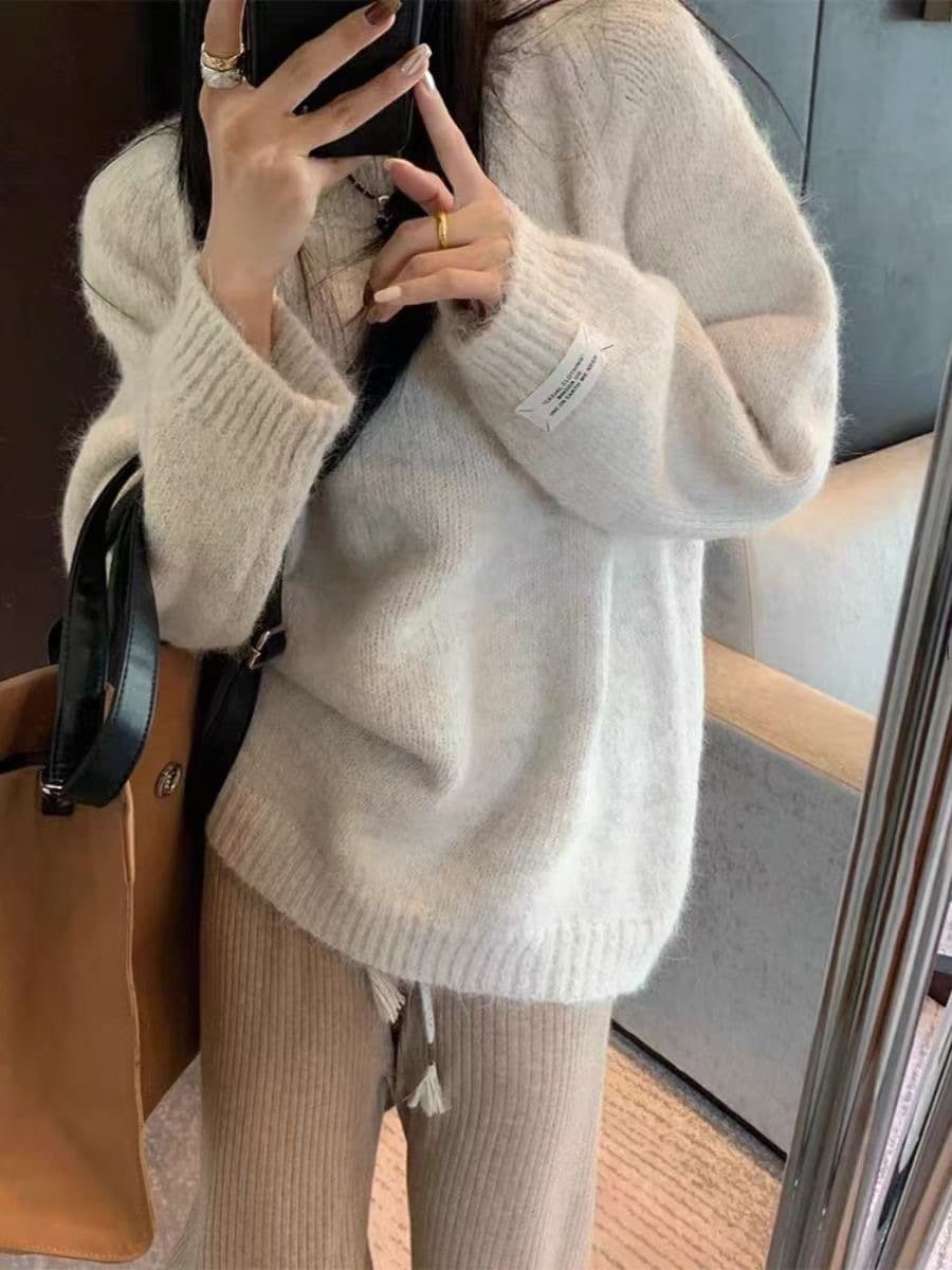 Lazy Style Sweater Women 2025 Autumn Winter New Korean Loose Round Neck Pullover Knit Top Trendy 2026 New