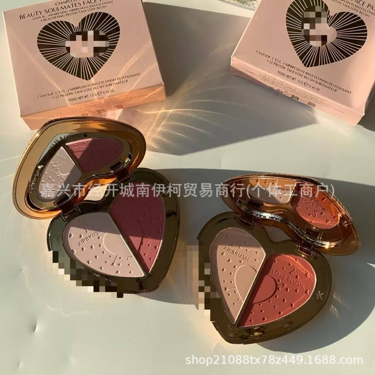 【Foreign Trade】Cross-Border 2025C New Product Flawless Heart-Shaped Two-Color Blush Palette Pink/Peach Available for Dropshipping