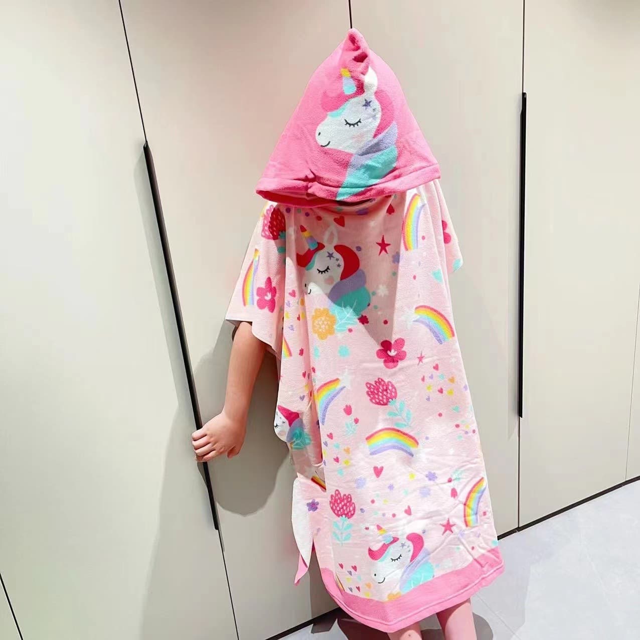 Cross-border Hooded Kids Bath Towel Cape, Baby Quick-Dry Wearable Bathrobe, Large Size Cape Towel Poncho