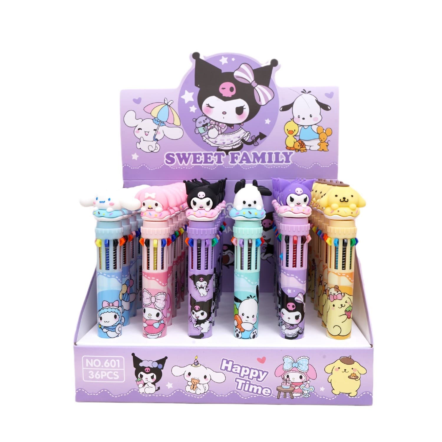 601 Cute Sanrio 10-Color Ballpoint Pen Multicolor Pen for Students High Appearance Colorful Stationery