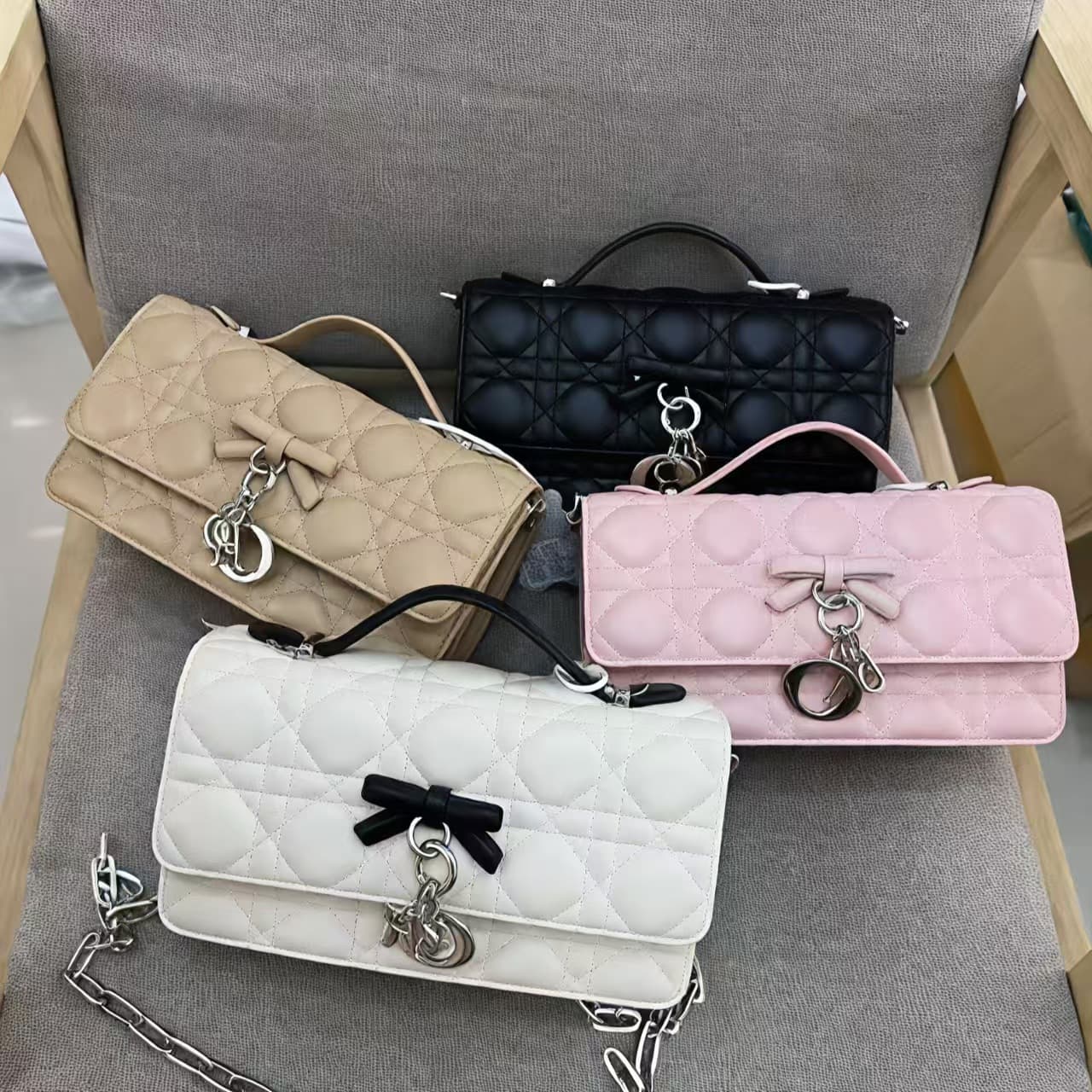 2026 New D-style Quilted Chain Bag for Women, Elegant Shoulder Bag with Bow