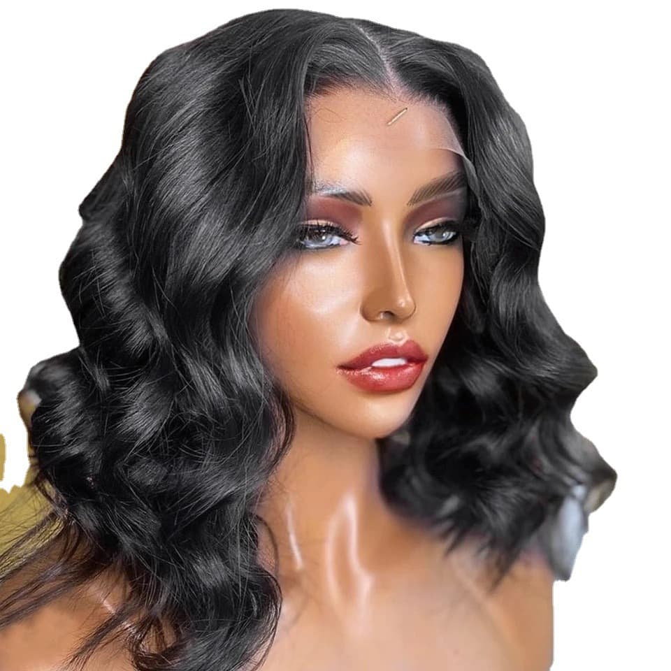 Lace short curly wig, African women's lace wig head cover, loose deep wave, in stock.