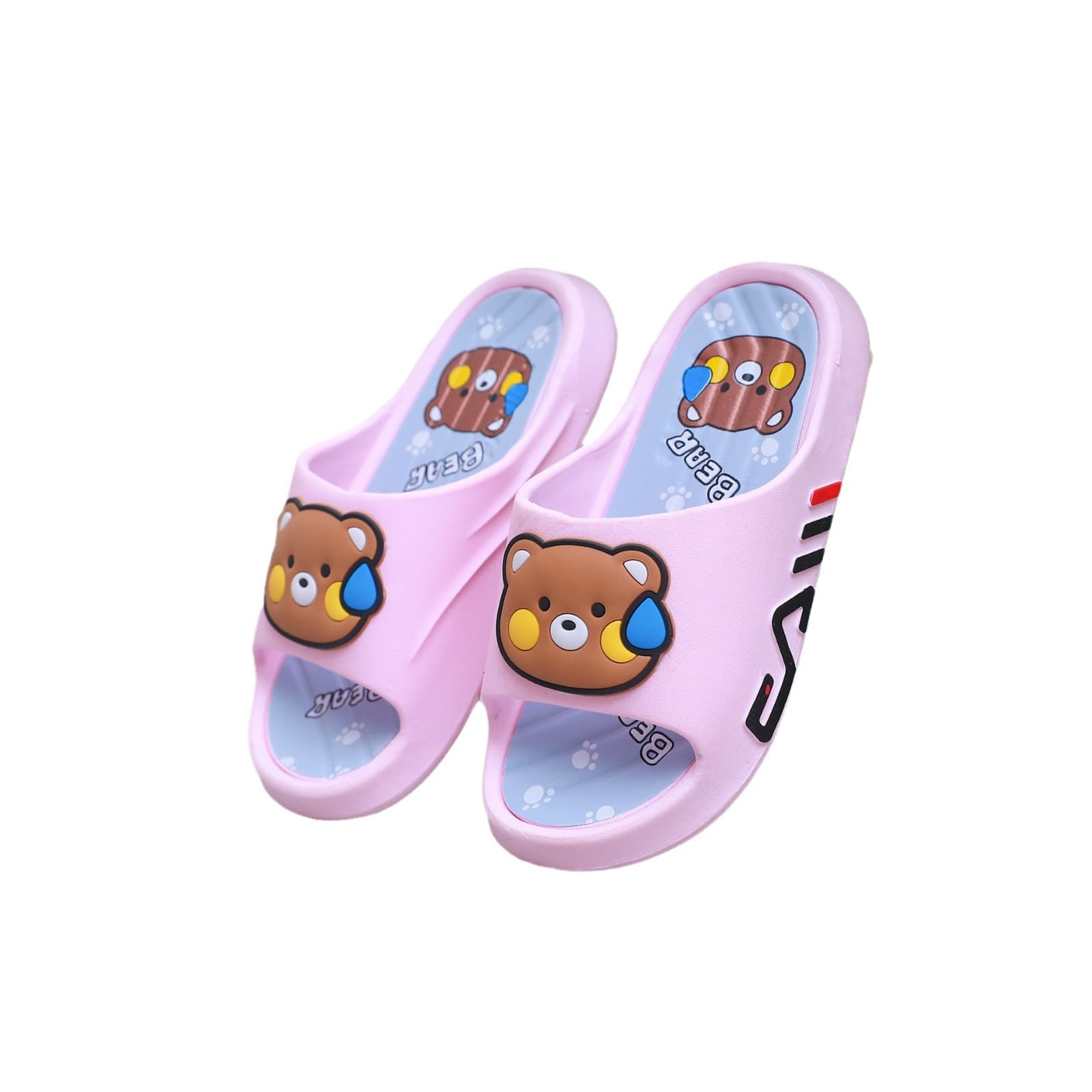 Children's Summer Slides, Anti-Slip Waterproof Sandals for Boys and Girls, One-Strap Flip-Flops for Kids Aged 7-12, Cartoon Children's Slippers