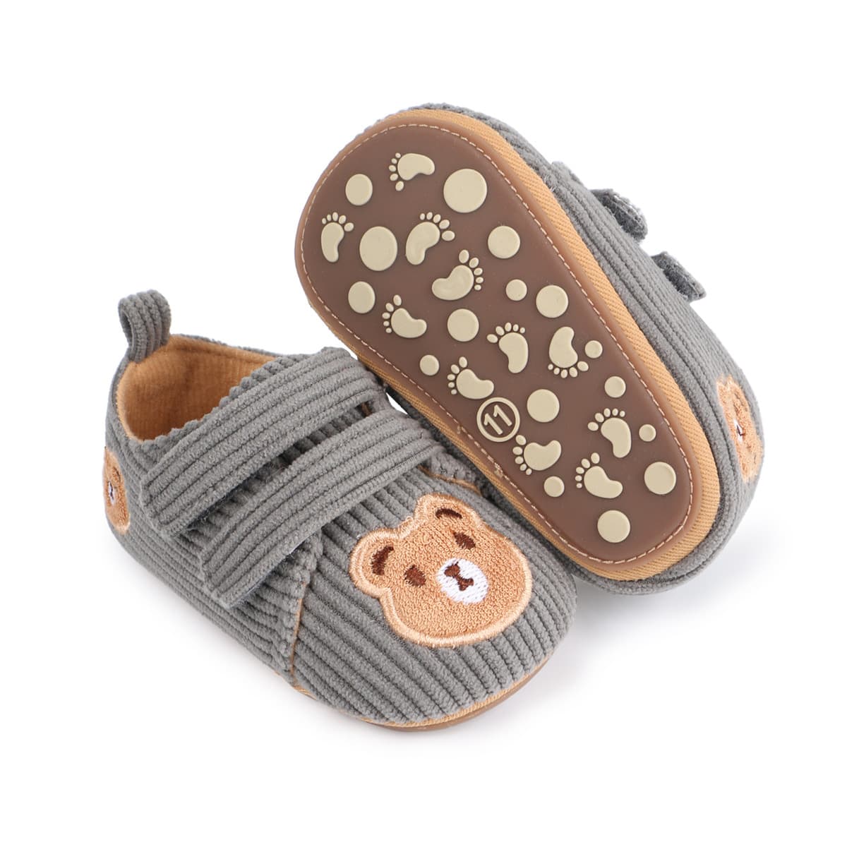 New Corduroy Cartoon Bear Baby Pre-Walking Shoes Soft Sole Non-Slip Cute Heel Wrap Velcro Baby Toddler Shoes