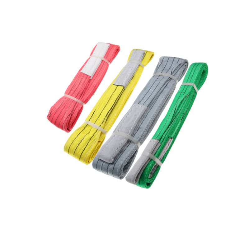 Flat Double-Loop Industrial Lifting Sling, Trailer Fixing, Bundling, Towing, Double-Ring Colorful Polyester Lifting Sling