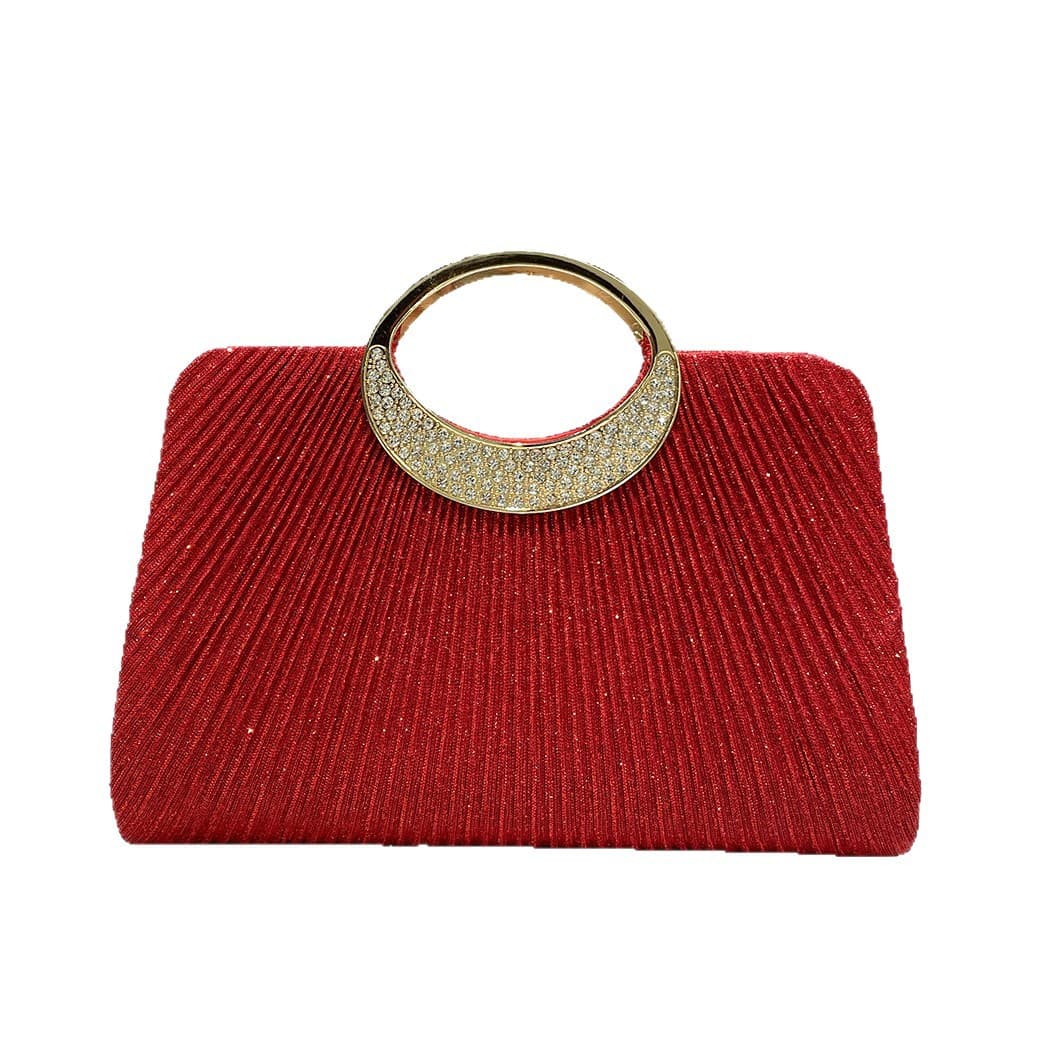 Red Simple Glitter Stripesd Handbag Evening Bag Ladies Stylish Elegant Clutch Bag