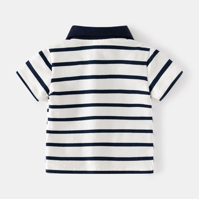 Children's Striped Polo Shirt 2026 New Summer Korean Style Boys Short Sleeve T-Shirt Baby Half Sleeve Top Trendy