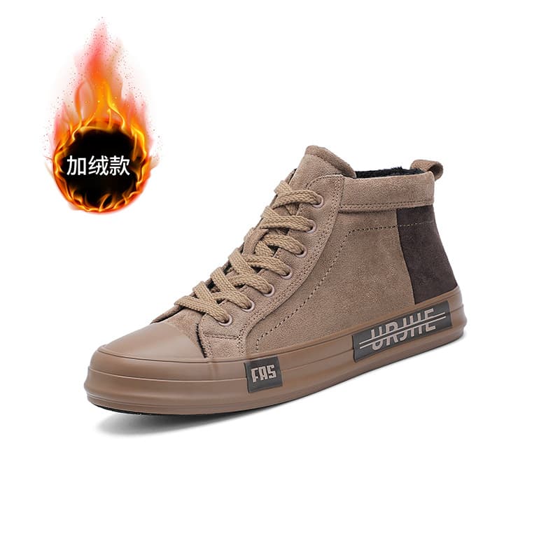 25905 Shanbu Winter New Men's Fashion Warm Lined Casual High-Top Lace-Up Comfortable Cotton Shoes