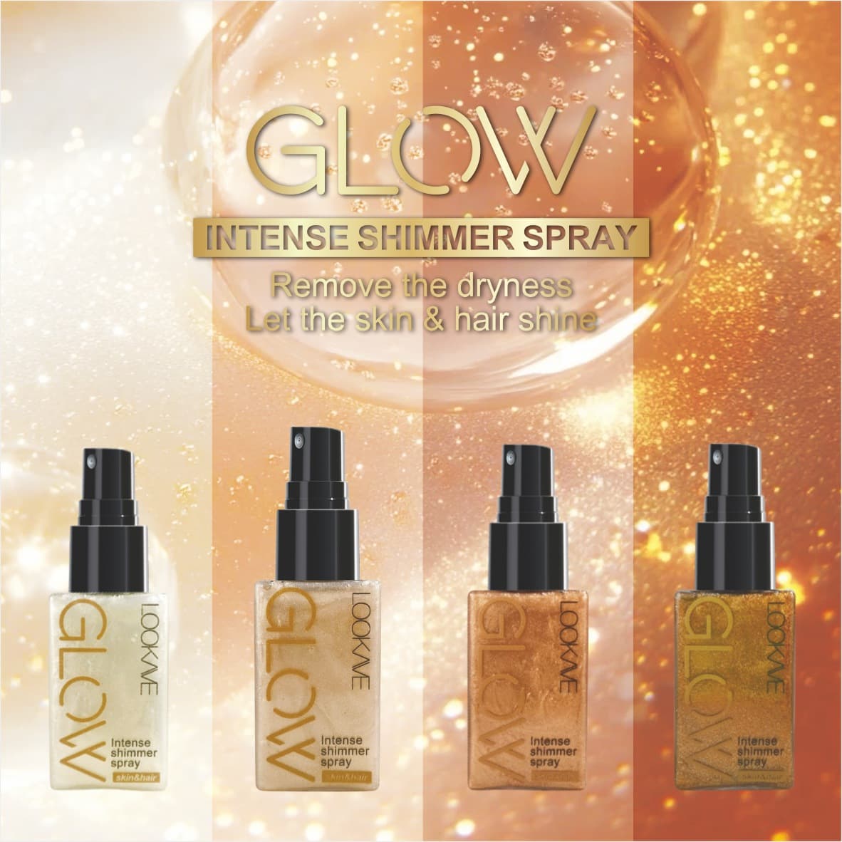 LOOKAVE Intense Shimmer Spray Full English Packaging Highlighter Spray Pearl Setting Spray