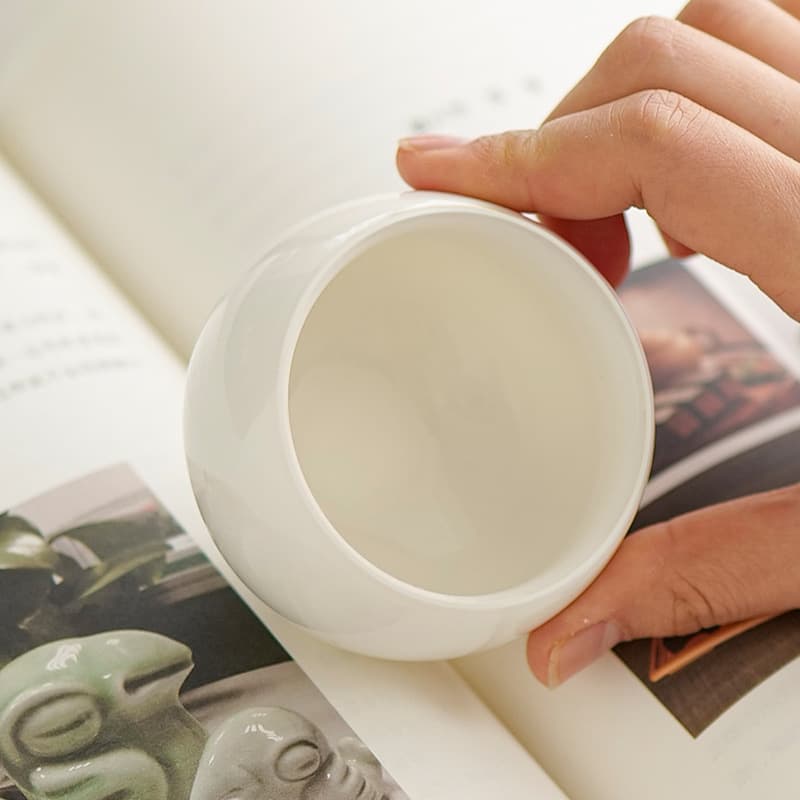 Master Cup Single Tea Cup Tea Bowl Cream White Porcelain Tea Set Sipping Cup Home High-End Personalized Surname Private Logo