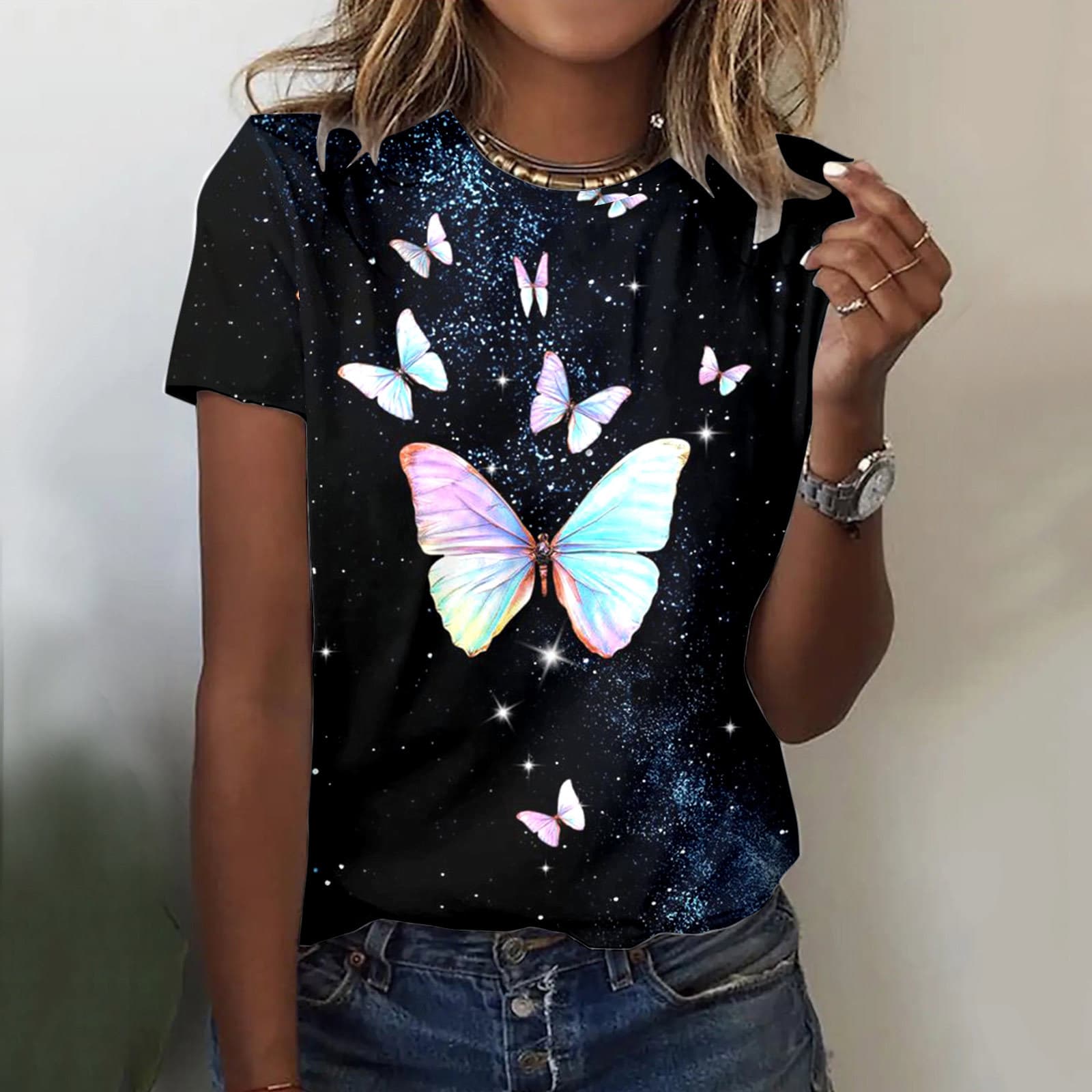2024 New Cross-Border Women's 3D Print Round Neck Short Sleeve T-Shirt Valentine's Day Fashion Top Heart T-Shirt