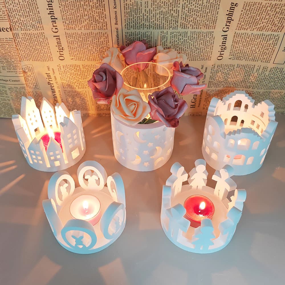 Silicone mold for a lighted wreath house, round light panel house, plaster candle holder mold, circular lighted bunny for Easter.