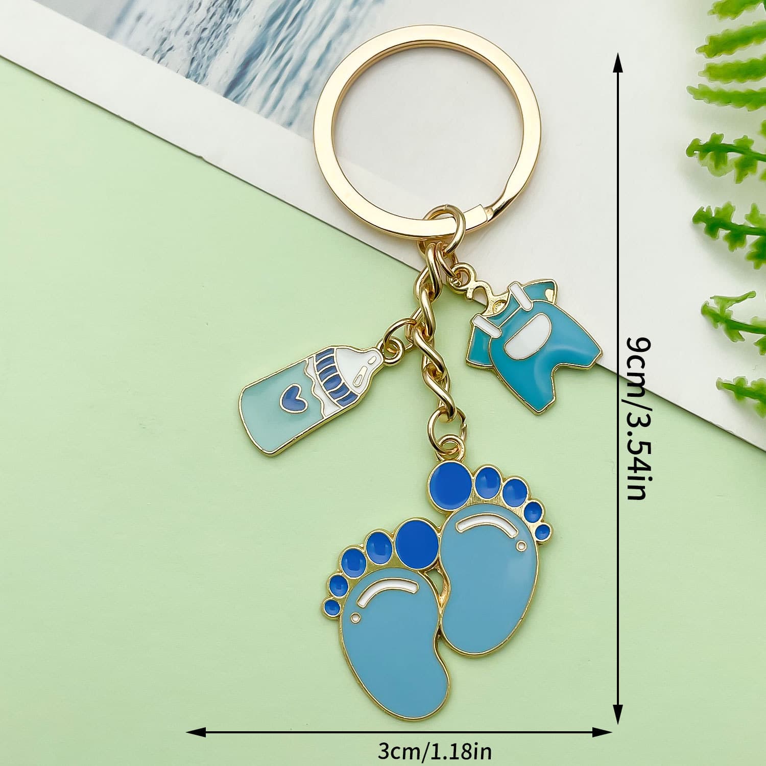 Cross-Border Hot Selling Footprint Heart Keychain Baby Bottle Clothes Lollipop Baby Shower Party Favor Small Gift