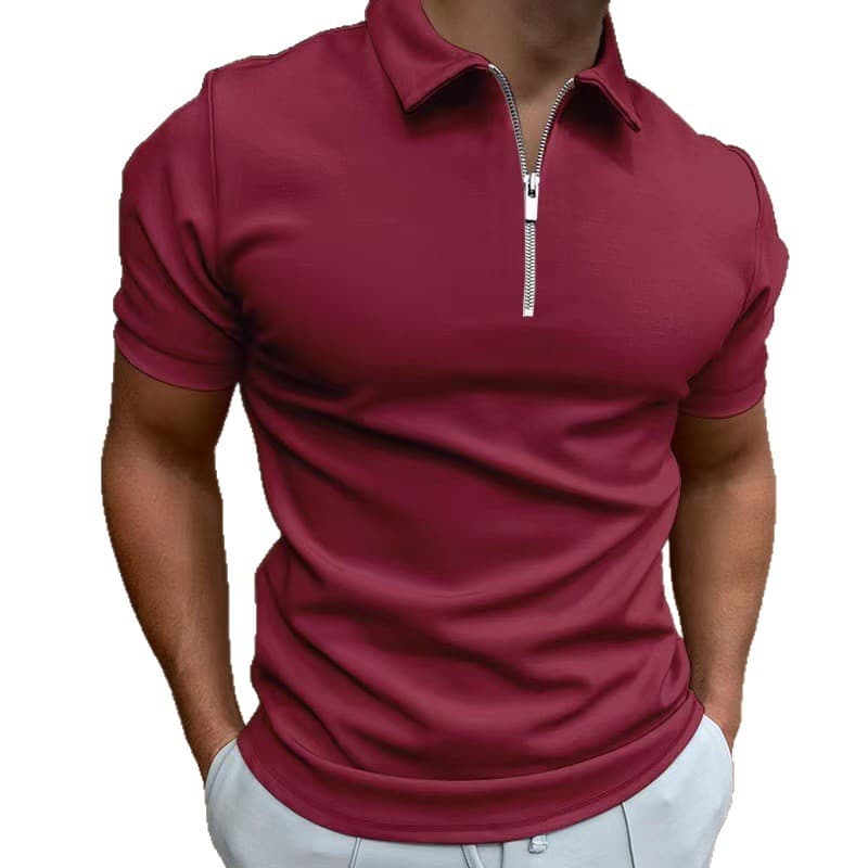 Cross-border 2026 Summer Men's Polo Shirt Solid Color Short Sleeve Turn-down Collar T-shirt Casual Slim Fit Top European and American Style Men's Clothing