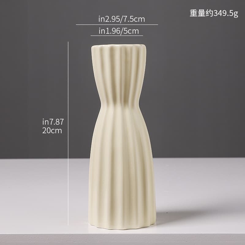 French Minimalist Ceramic Vase, Premium Cream Style, for Living Room Dining Table, Fresh Flower Arrangement Decorative Vessel