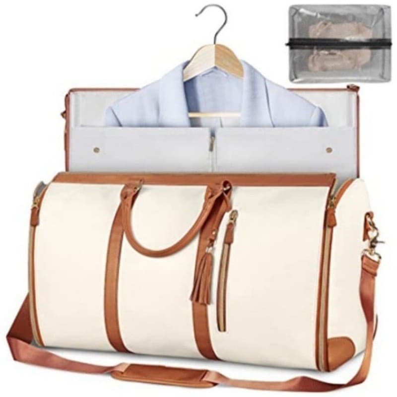 Business travel folding suit storage bag, large capacity short trip luggage handbag, multi-functional PU luggage bag