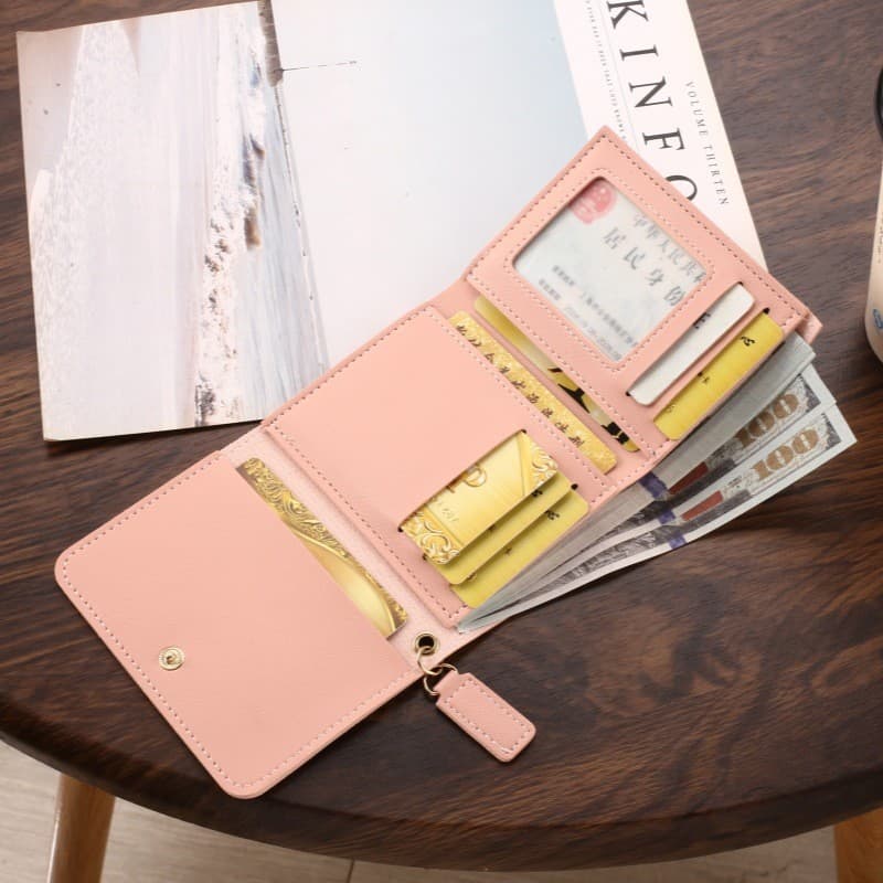 Women's short casual minimalist mini cute animal cat wallet for students, coin and card holder