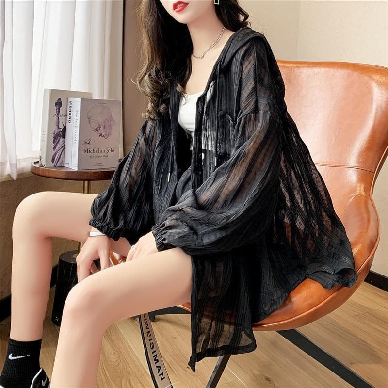 Super fairy sun protection clothing women's design sense niche long sleeve 2021 summer New loose thin shirt coat top
