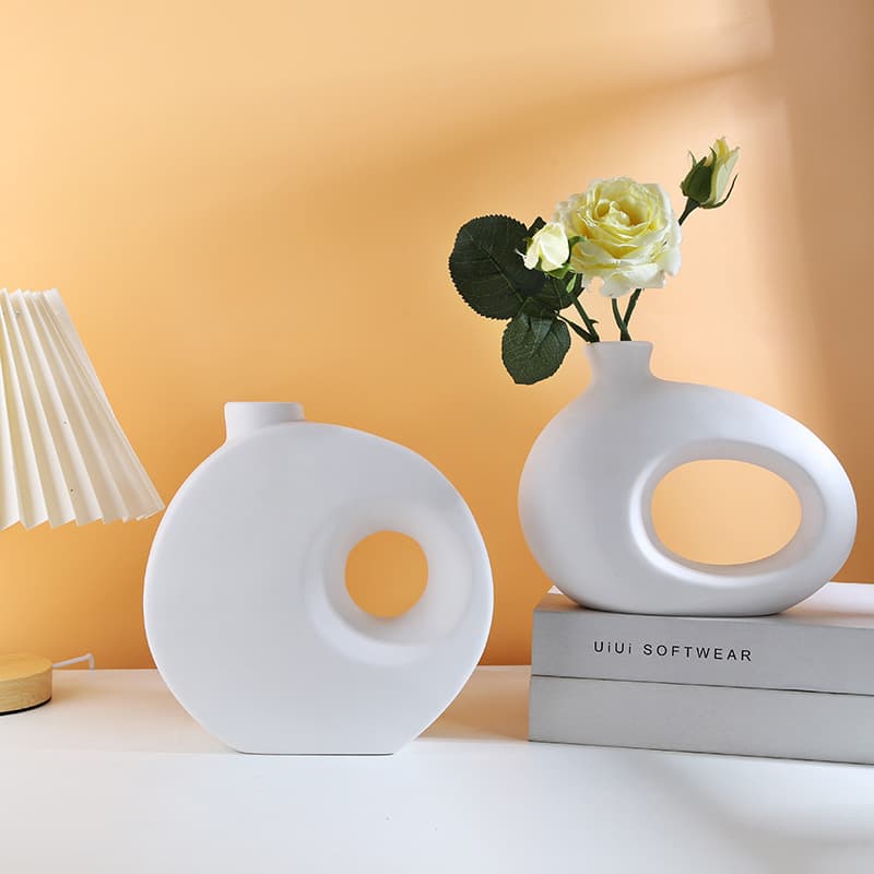 Fengyangtang Ins Nordic White Creative Dried Flower Vase, Living Room Dining Table TV Cabinet Decoration