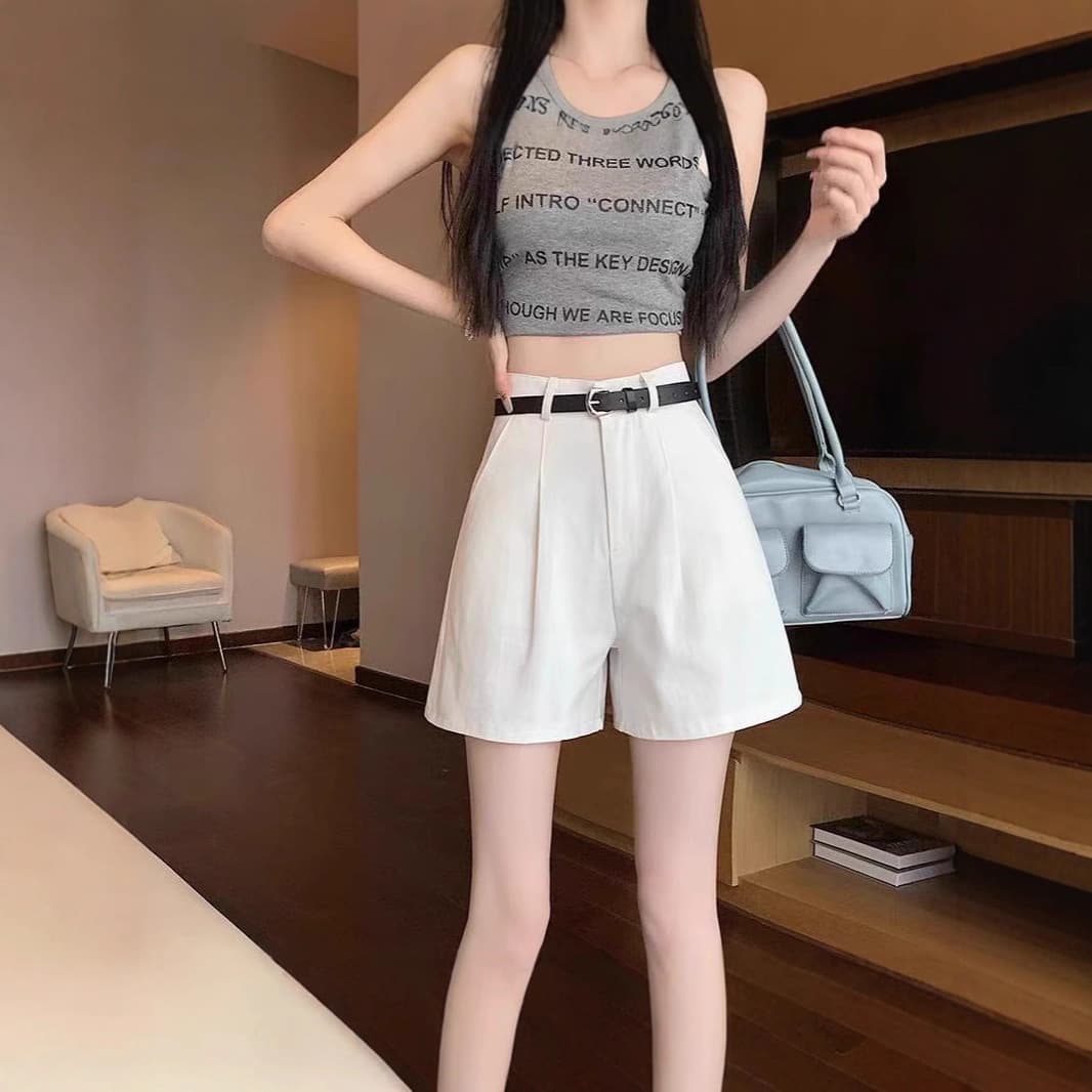 Women's High-Waisted Suit Shorts, 2025 Spring/Summer New Korean Style, Petite, Slimming, High-End A-Line Wide-Leg Short Hot Pants