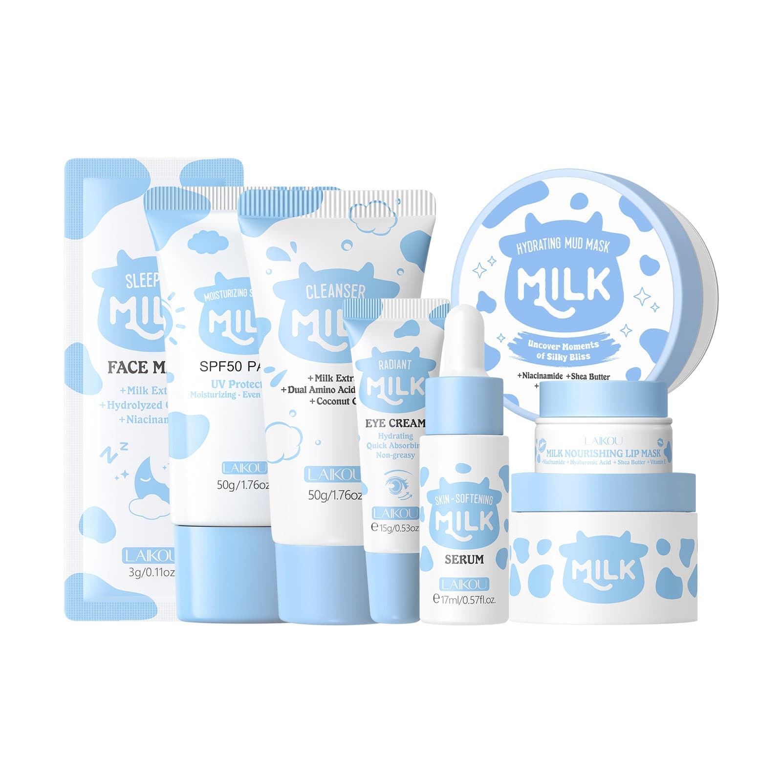 Cross-border LAIKOU Cherry Blossom Snail Milk Set Combination - Multiple Sets Available for Free Combination - FDA Cosmetics