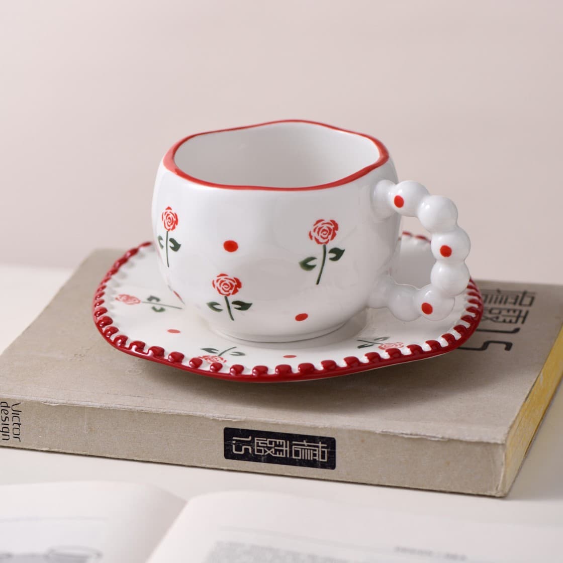 Ceramic Creative Cup and Saucer, Milk Breakfast Couple's Cup, Mug for Home Use, Cute and Beautiful for Home Use, Gift-Giving