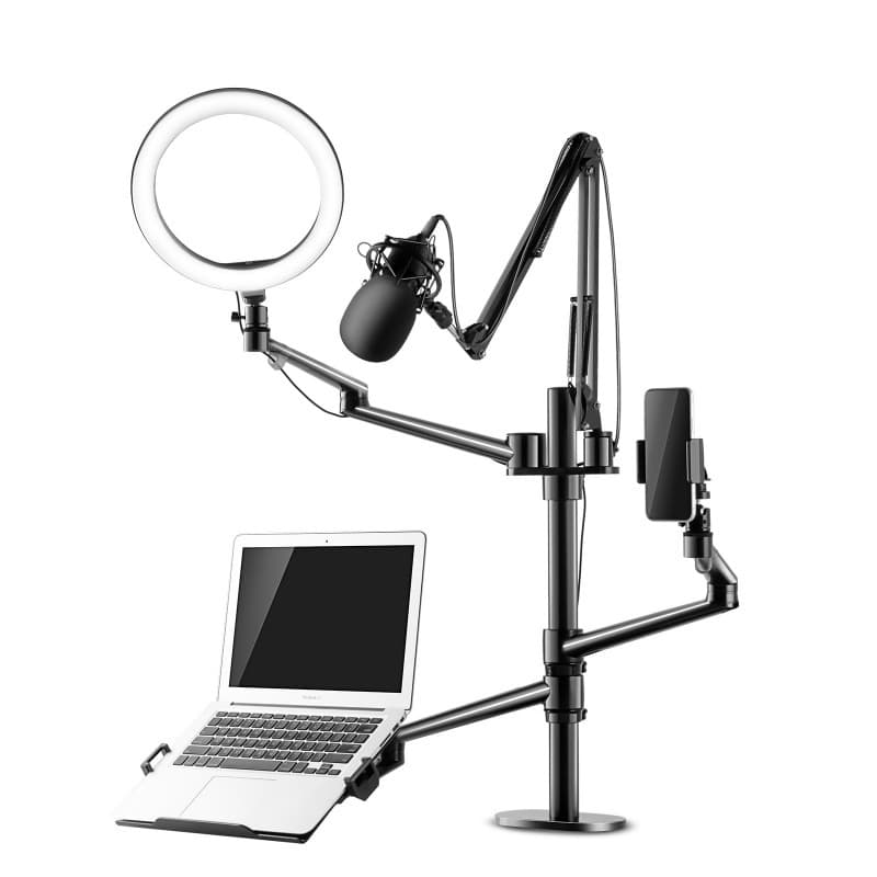 Upergo Desktop Live Streaming Stand, Laptop Light, Microphone Support for Influencers on TikTok