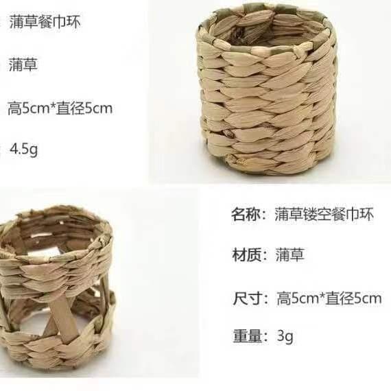 Factory Direct Supply Gourd Grass Napkin Ring Woven Grass Napkin Holder Cloth Napkin Ring Braided Rush Napkin Ring Wholesale