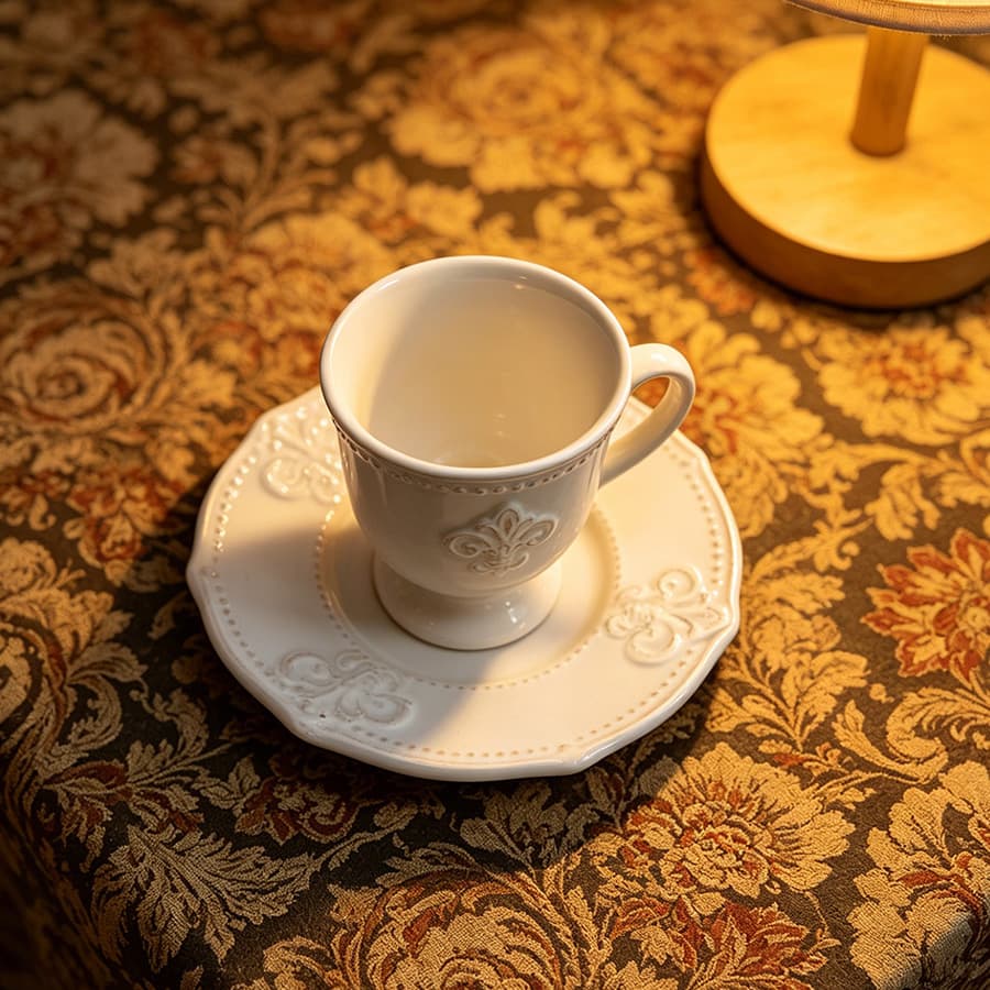 Vintage Palace Relief Ceramic Coffee Mug, Large Capacity Home Milk Cup, Exquisite Creative Mug