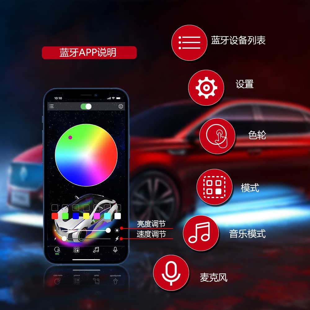 Car LED RGB Footwell Ambient Light No Modification Rhythm Sound Activated