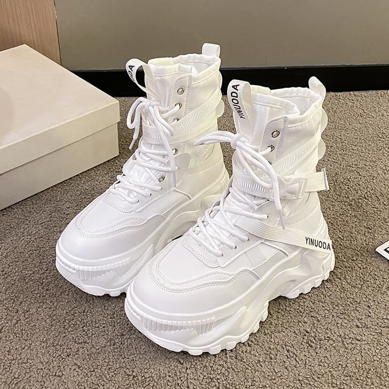 Plus Size European High-Top Sneakers 2026 Chunky Platform Women's Boots Casual Short Boots