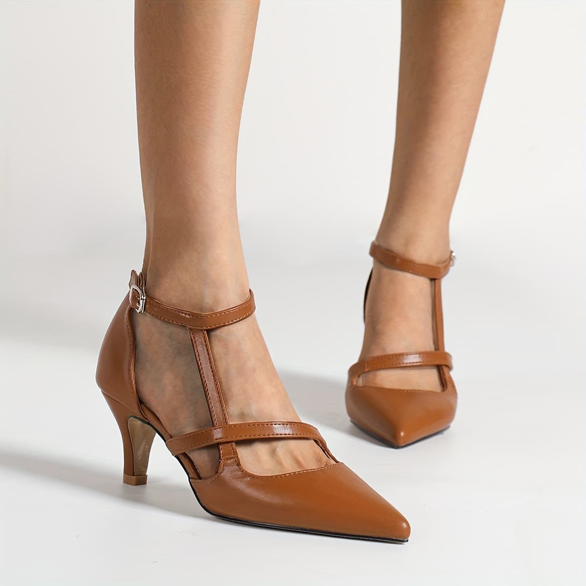 2026 New European and American Style Pointed Toe Stiletto Sandals, Brown, Fashionable for Parties and Evenings, Plus Size Women's Shoes
