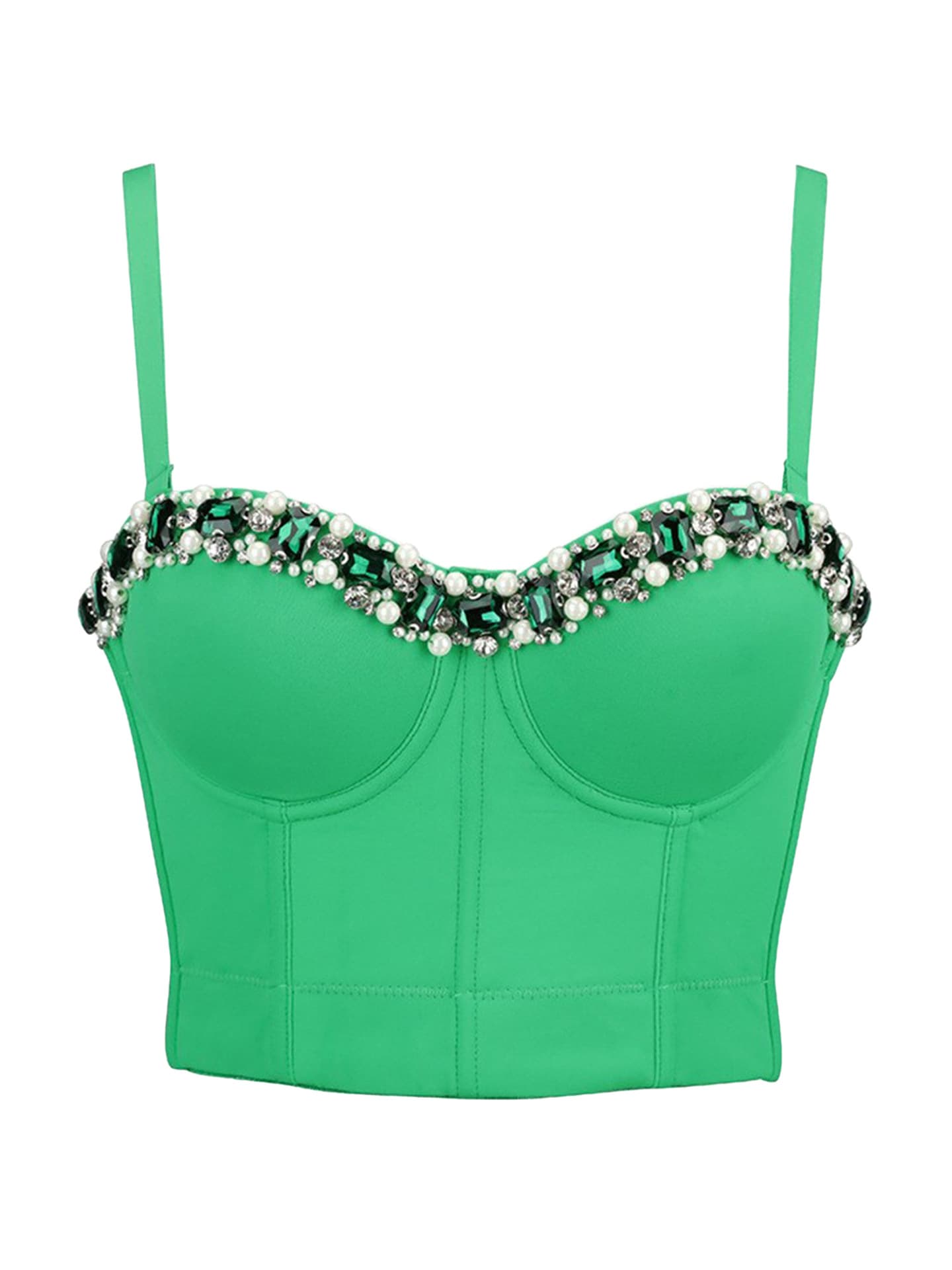 Luqiu Guo French Fishbone Bra with Diamonds and Pearls to Decorate Slim and Sexy Dopamine Camisole for Women Db1476