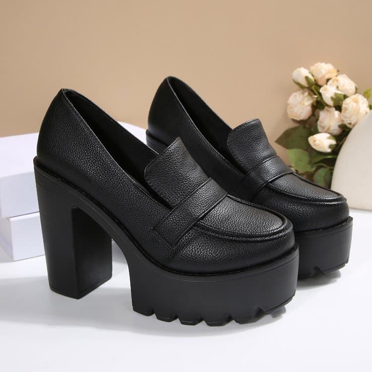 2025 New Export Large Size Versatile Elegant Comfort Chunky Heel Thick Sole Mary Jane Cross-border Fashion High Heel Shoes for Women