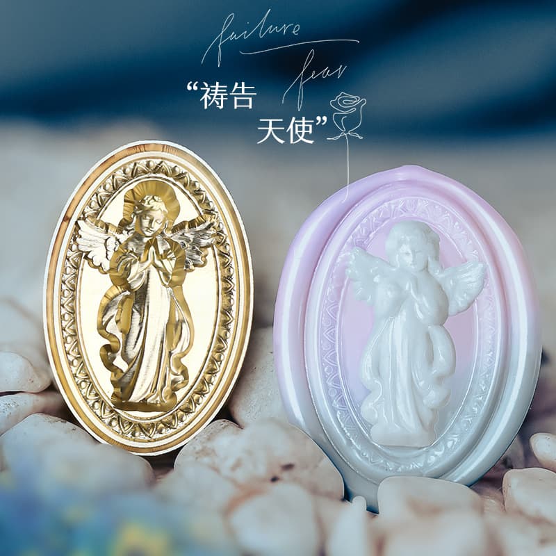 New Arrivals in December: Suidis Large-Sized Irregular Embossed Wax Seal Stamp Head Angel Copper Head Wholesale