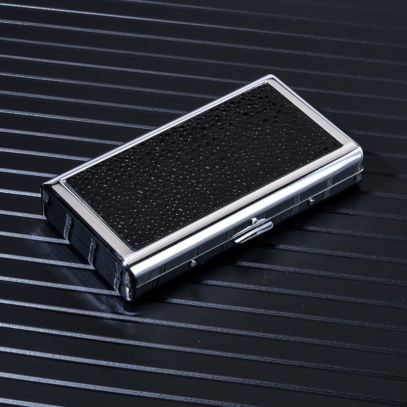 Stainless Steel Universal Cigarette Case for Thick Medium Thin Leather Moisture-Proof Portable 20 Slim Cigarettes
