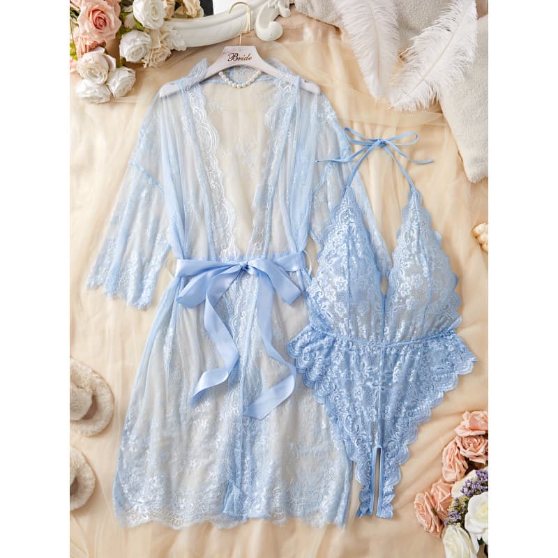S 69263 Lace Tie Four-Season Bathrobe