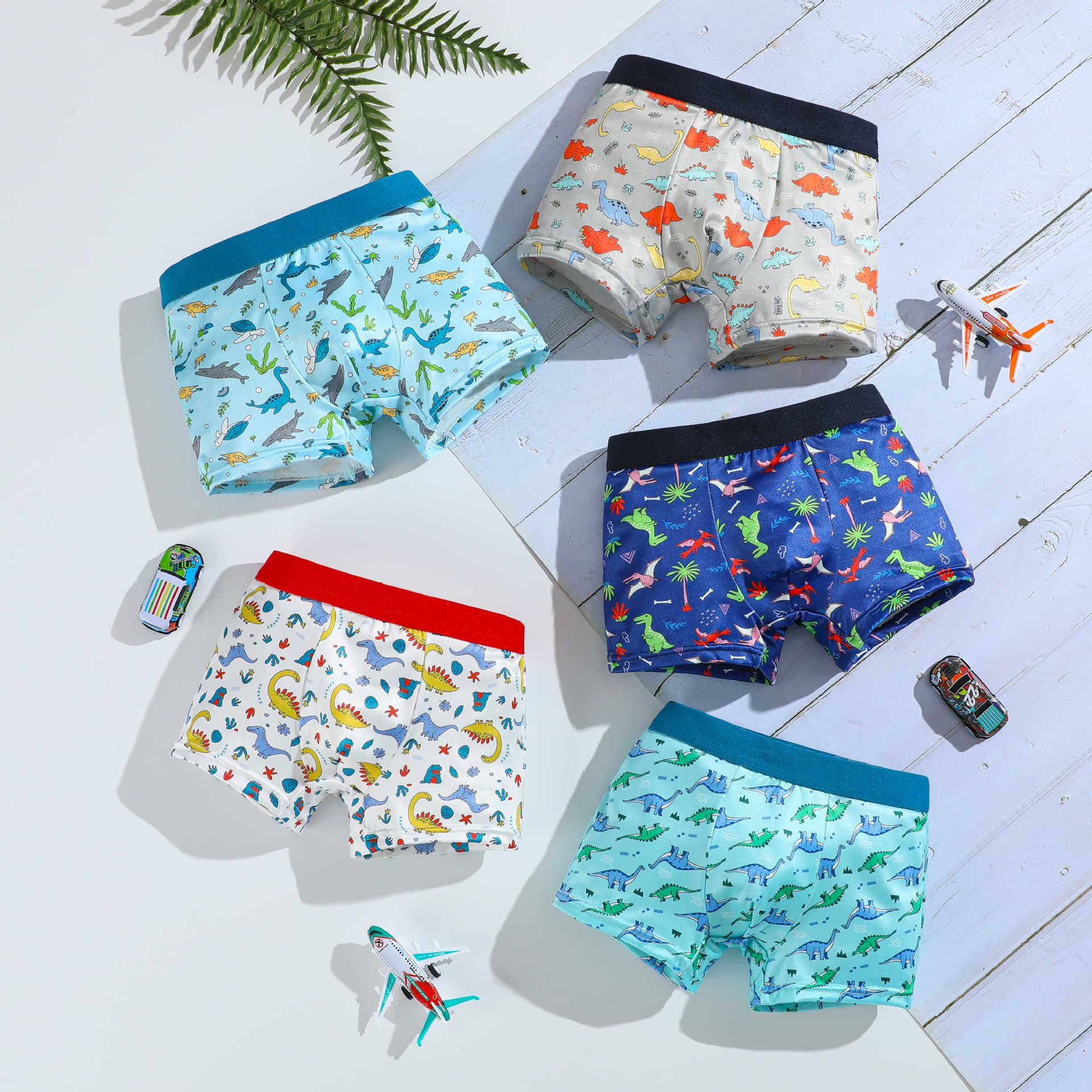 New Boys' Briefs Milk Silk Comfortable Breathable Boys' Flat Angle Pants Big Child Cartoon Boxer Briefs Factory Direct