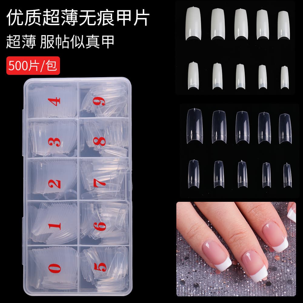 Nail Tips Nail Shape Extension Transparent White Full/Half Cover Pointed French Nail Tips