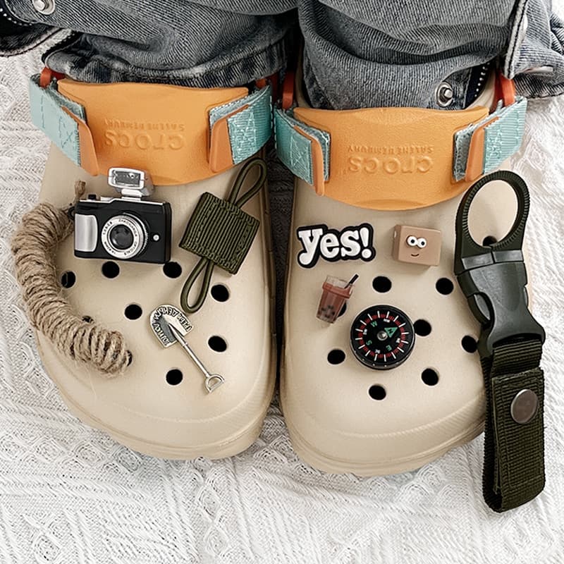 Clog Shoe Charms Retro Camera Hemp Rope Camping Gear Shoe Decoration DIY Accessories for Cross-Border E-commerce Amazon