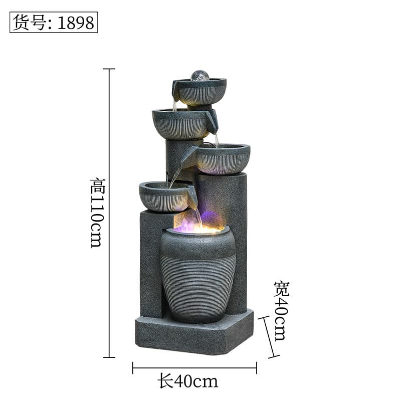 Simple European Flowing Fountain Landscape Decoration Living Room Circulating Humidifier Floor Wealth-Bringing Ornament Office Indoor Fortune