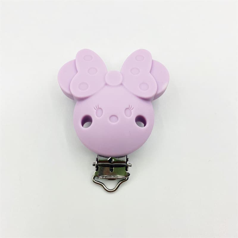 Factory Supply Silicone Minnie Pacifier Clip Metal Duckbill Clip Food Grade Baby Pacifier Accessory