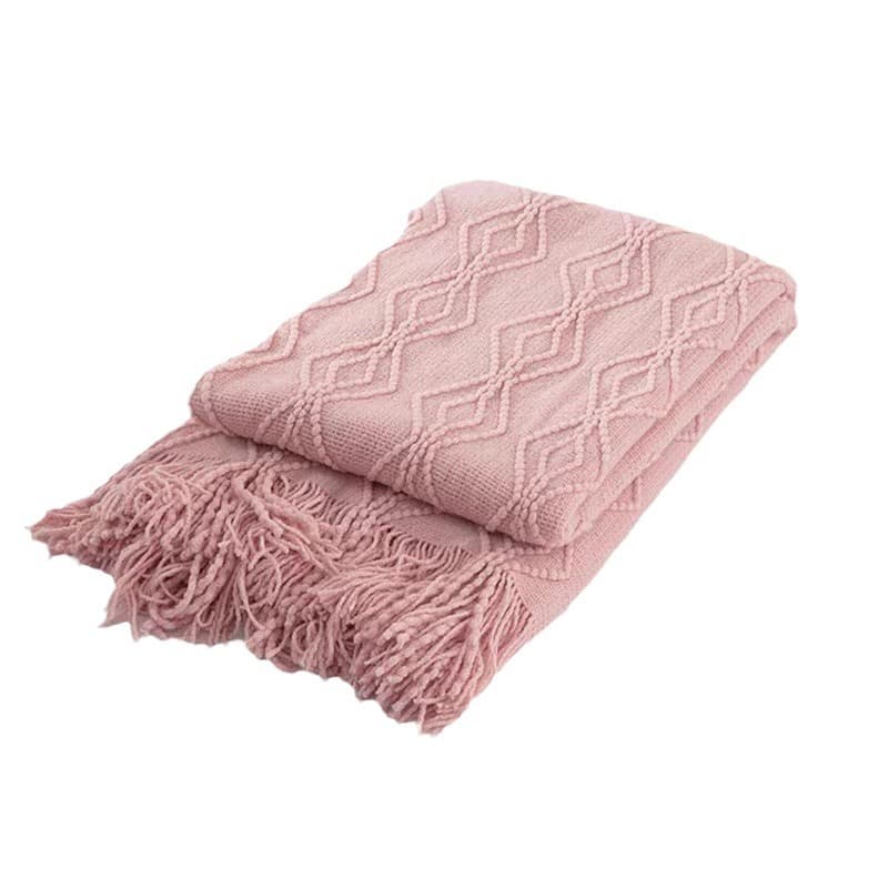 Sample Room Throw Pure Color Knit Home Sofa Bed End Throw Blanket Furniture Showroom Home Decoration Soft Cover